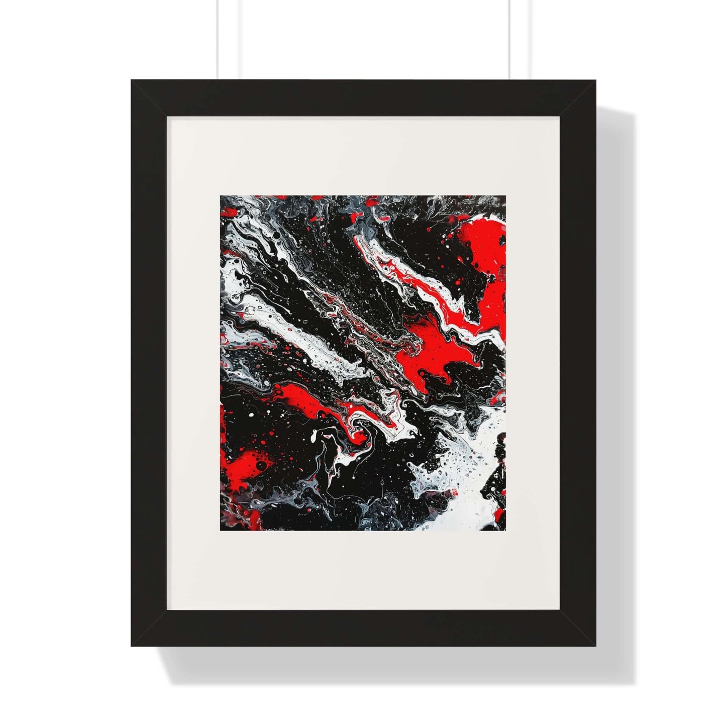Crimson Drift - AbEx - Framed Vertical Wall Art
