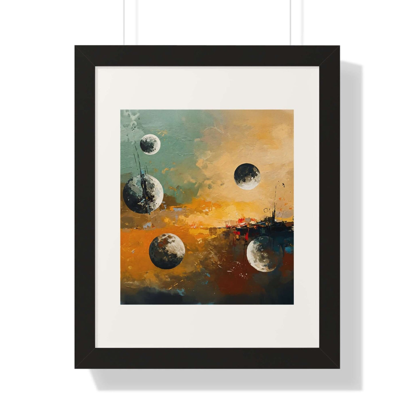 Lunar Gossip - AbEx - Framed Vertical Wall Art