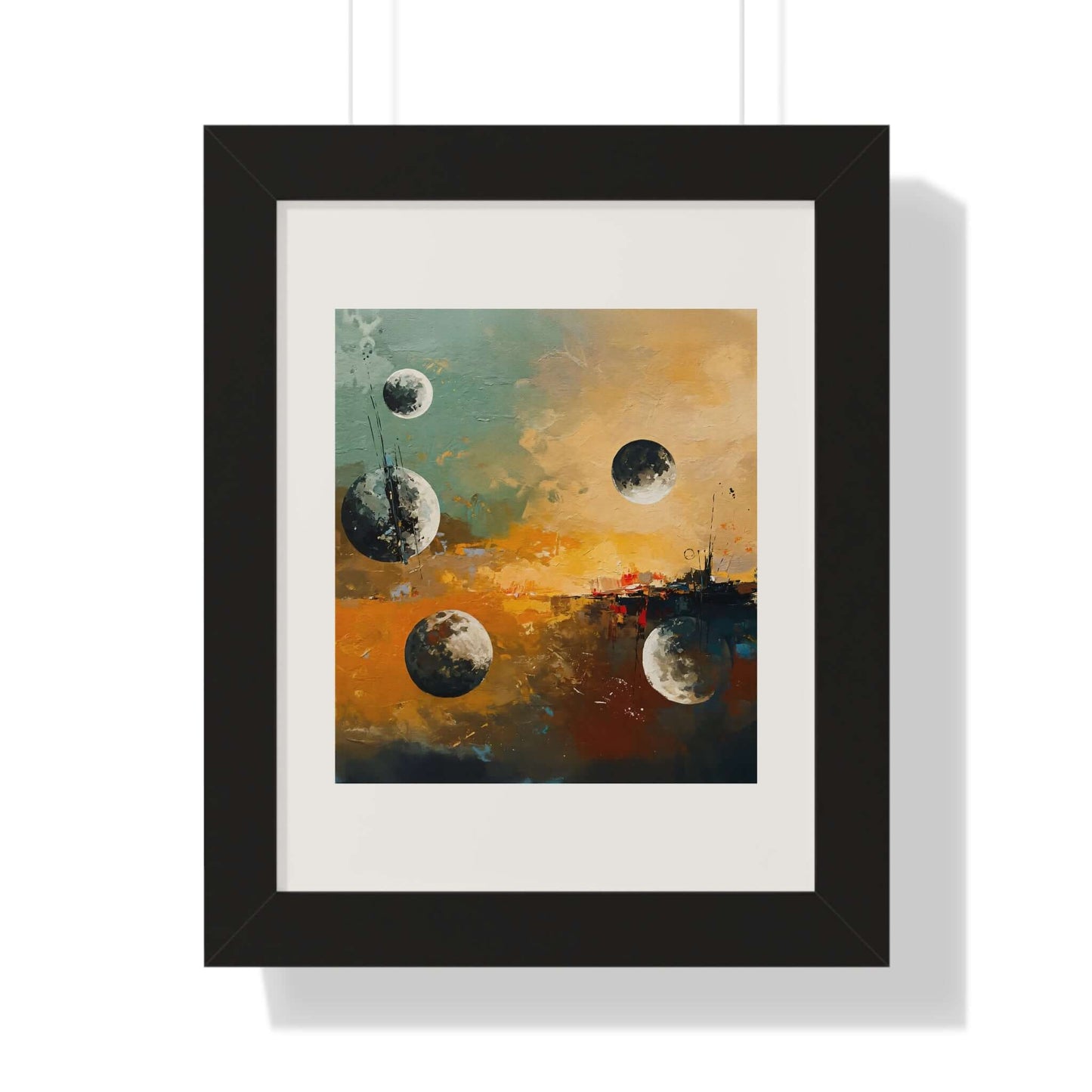 Lunar Gossip - AbEx - Framed Vertical Wall Art