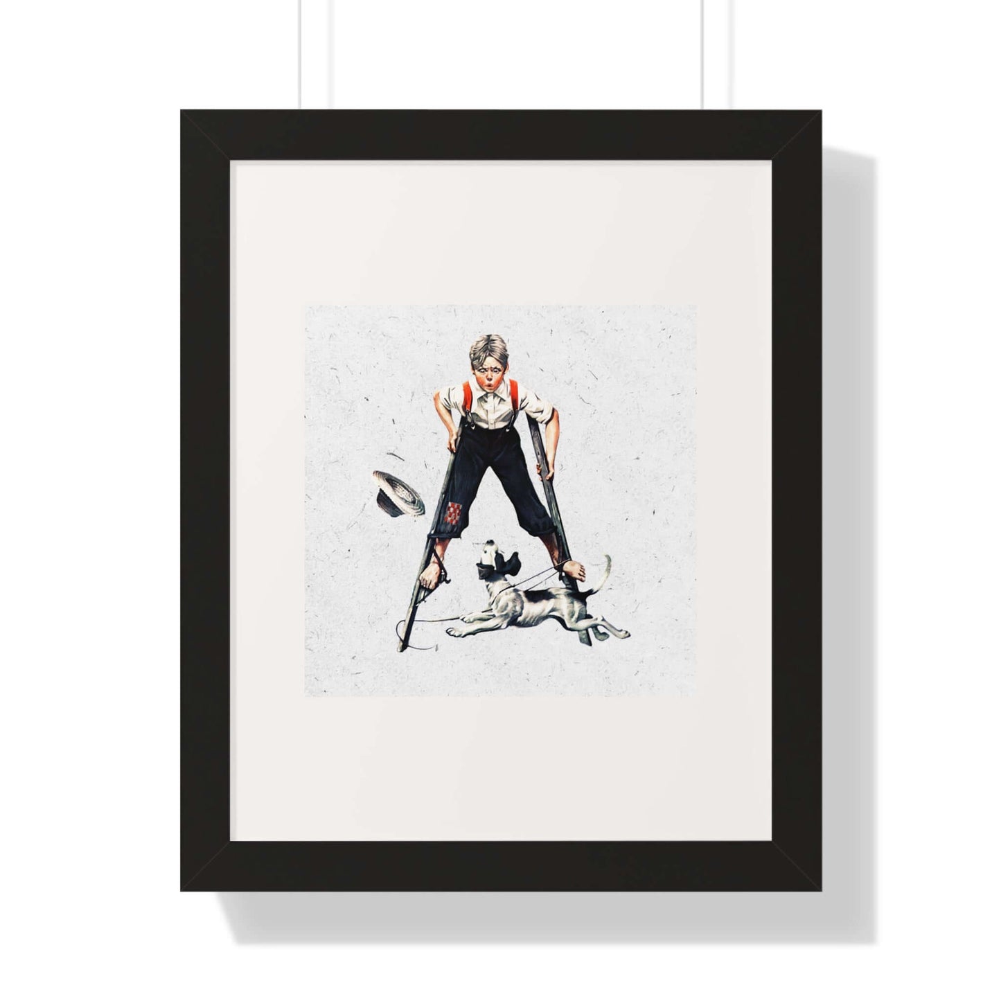 Boy on Stilts by Norman Rockwell: Framed Wall Art