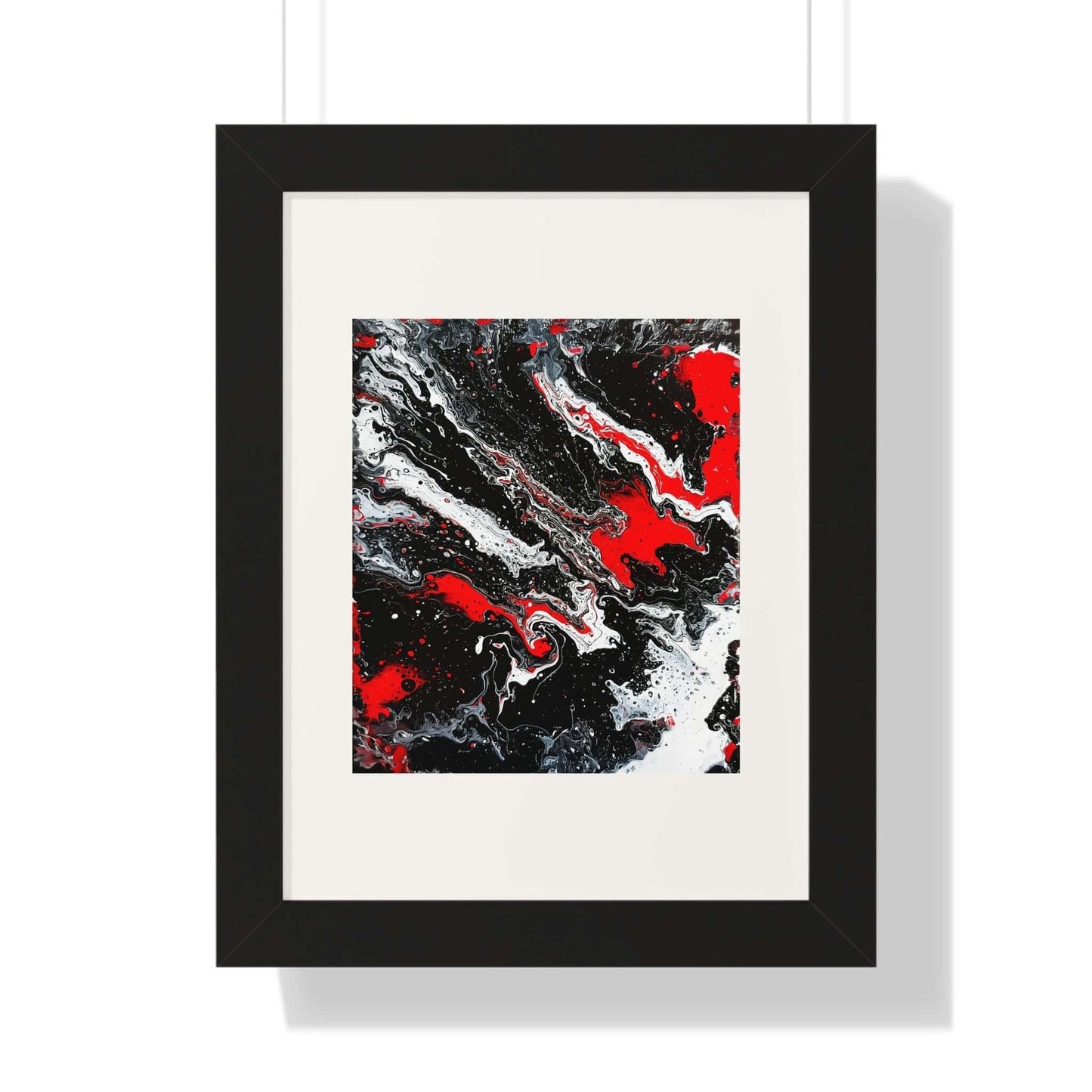 Crimson Drift - AbEx - Framed Vertical Wall Art