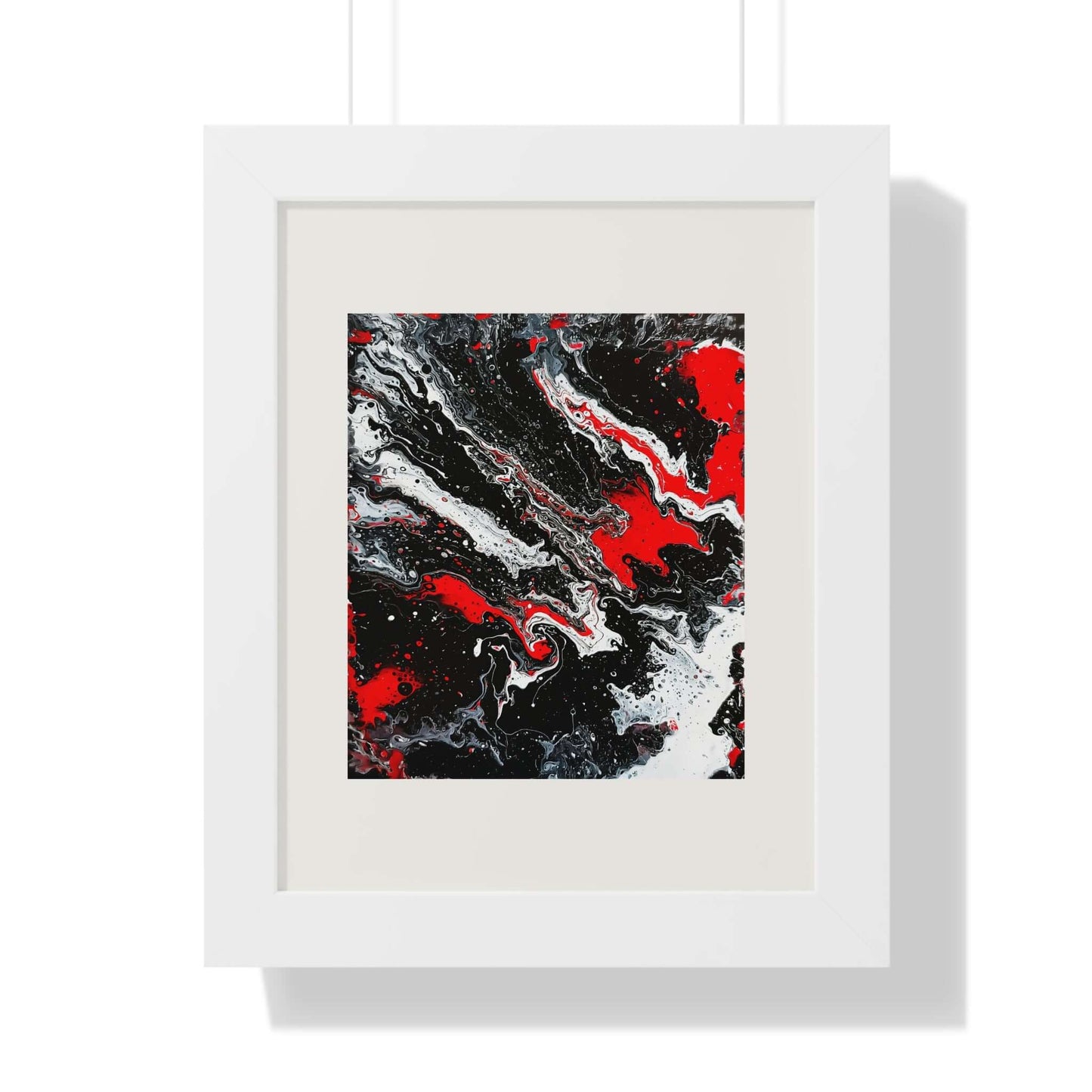 Crimson Drift - AbEx - Framed Vertical Wall Art