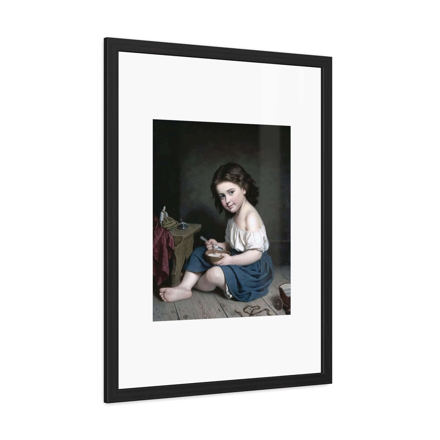 Frukosten (Breakfast) classic wall art depicting a young girl at play, 19th-century charm for home decor.