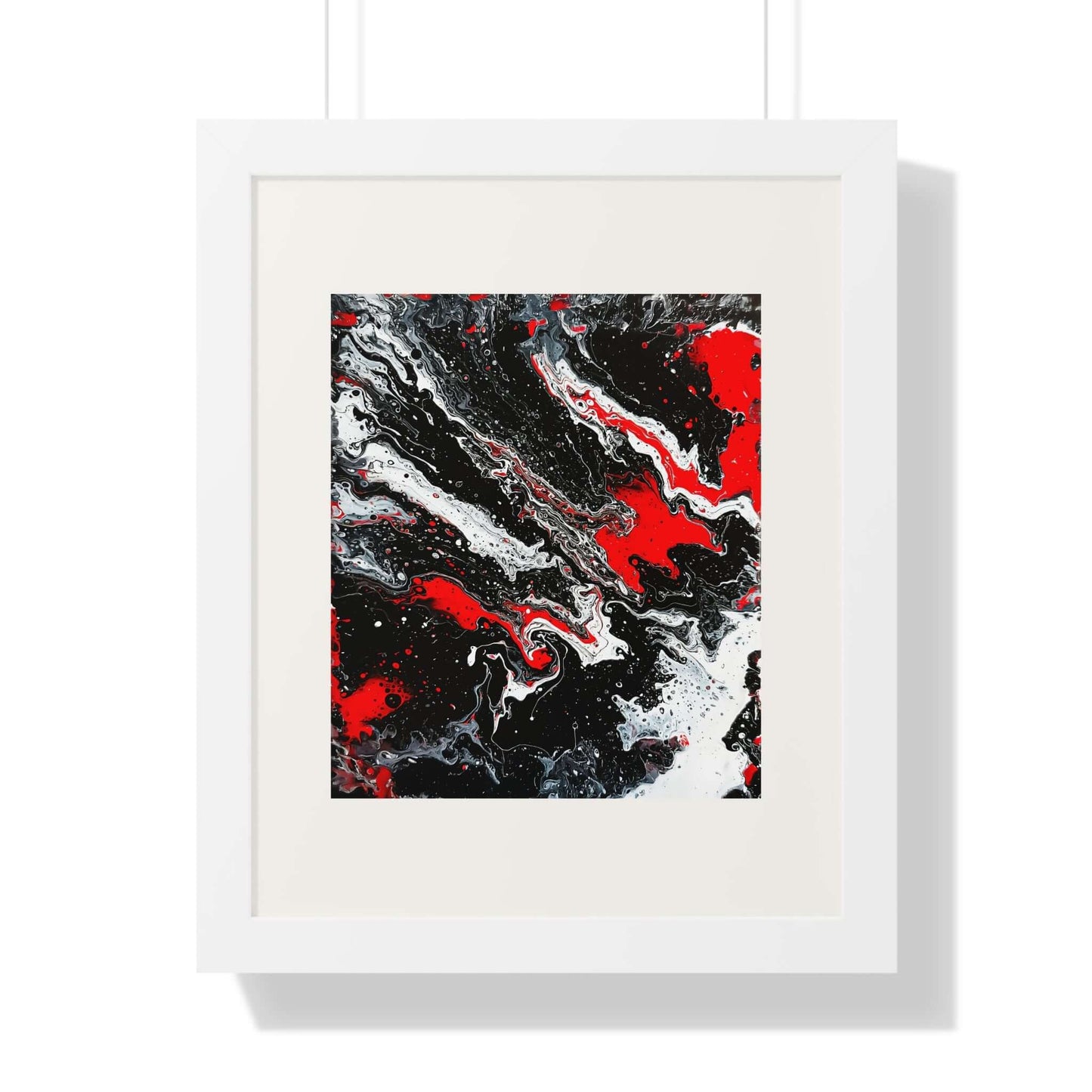 Crimson Drift - AbEx - Framed Vertical Wall Art