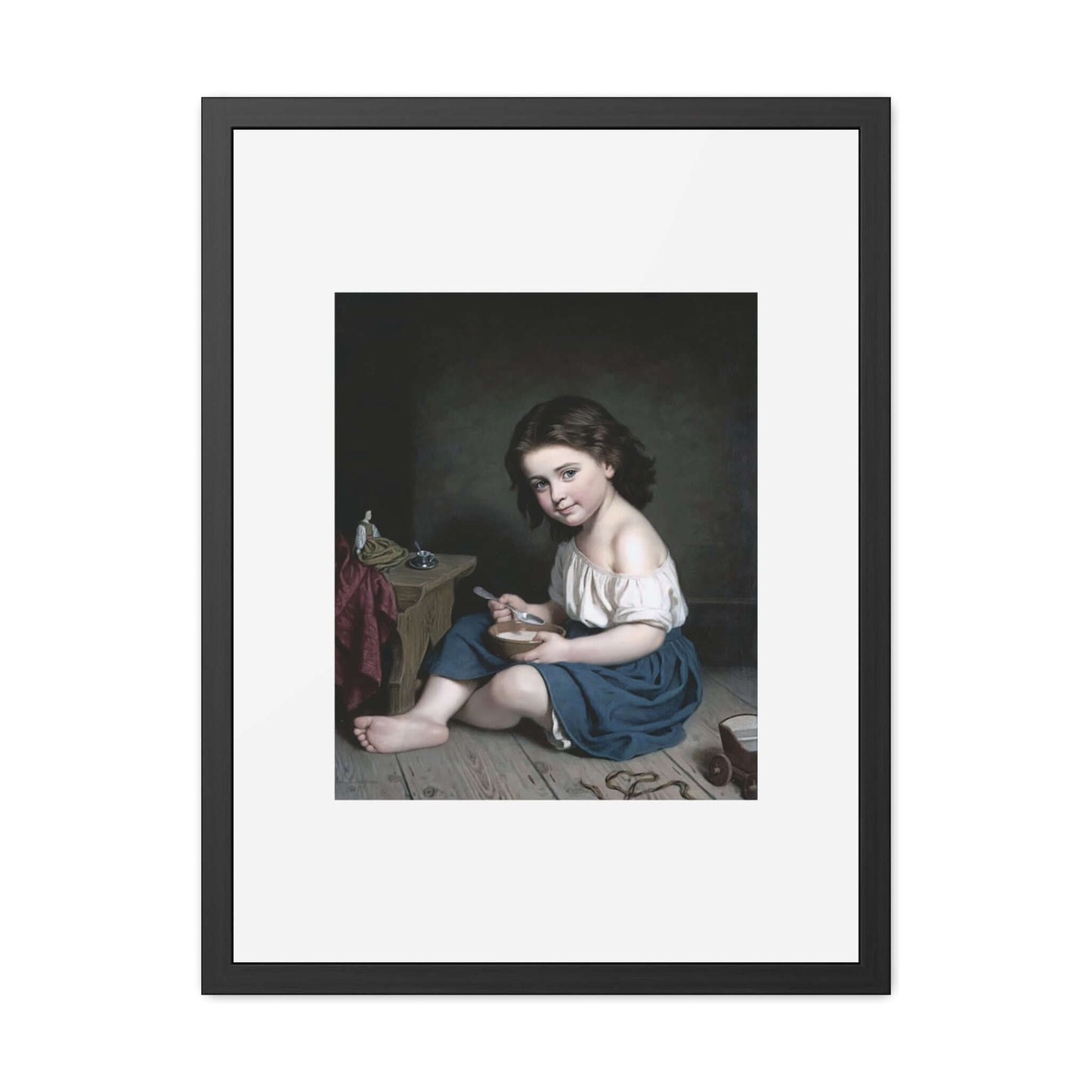 Frukosten wall art featuring a young girl at a table, capturing a serene morning scene from the 19th century.
