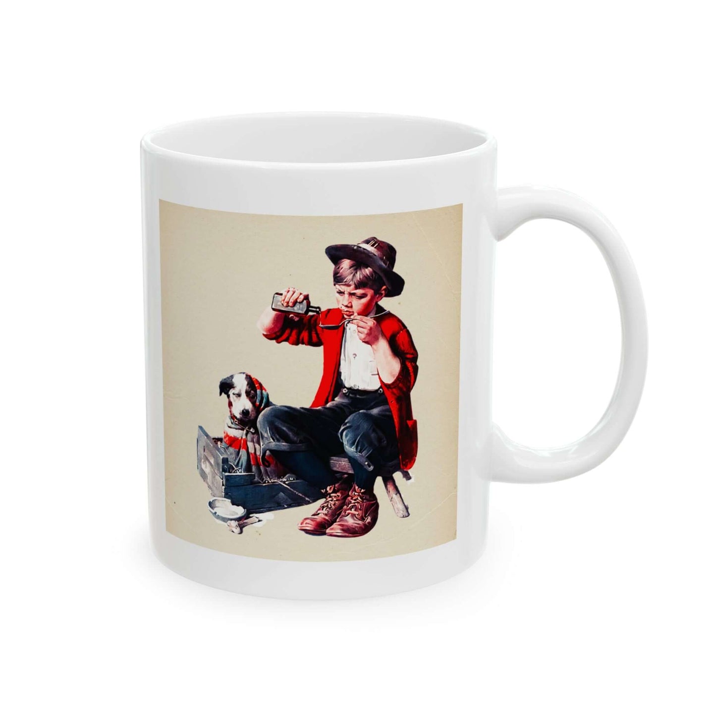 Mug - Sick Puppy by Norman Rockwell