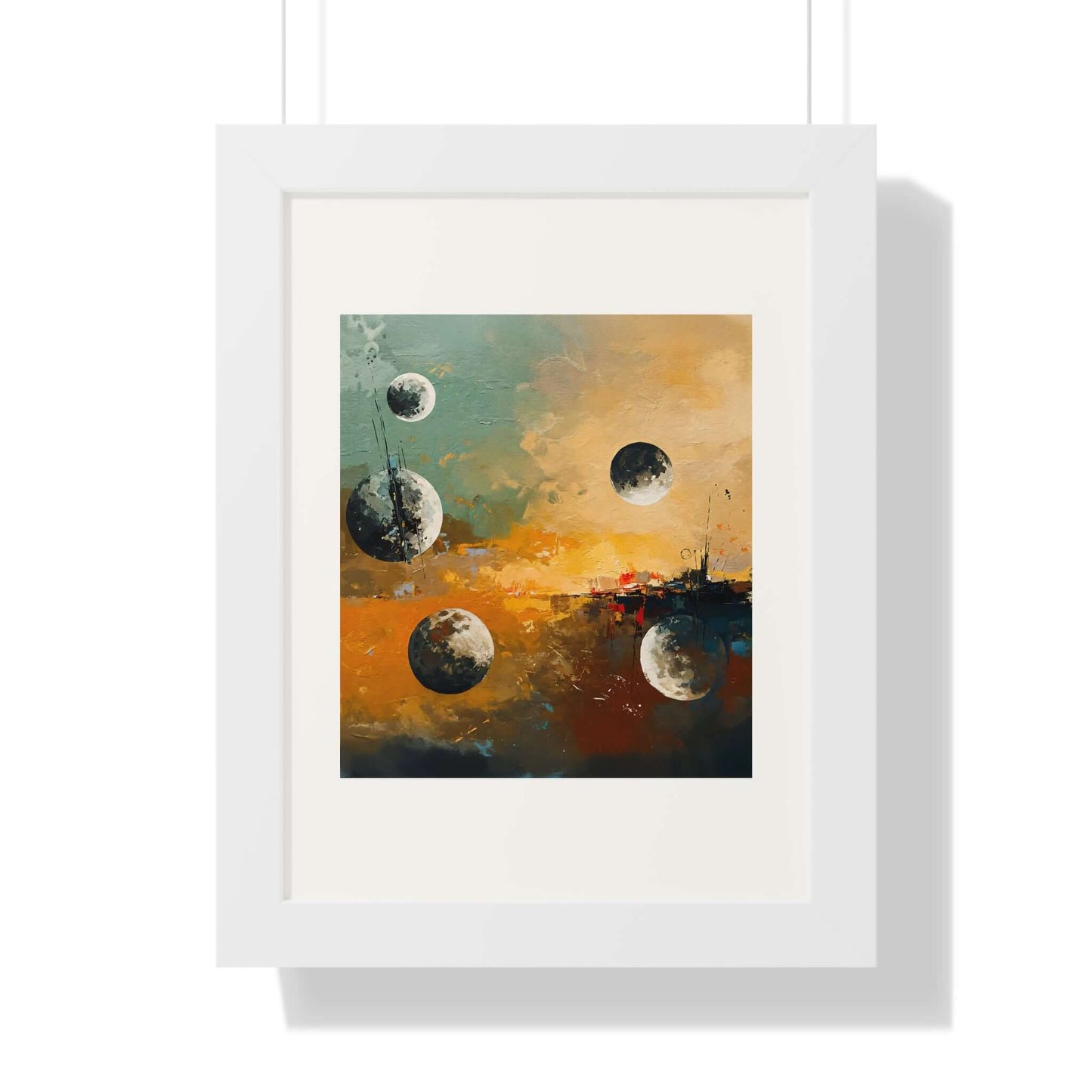 Lunar Gossip - AbEx - Framed Vertical Wall Art