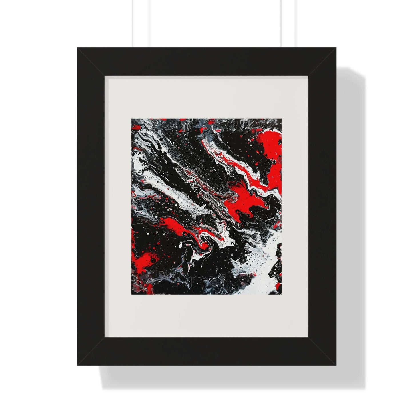 Crimson Drift - AbEx - Framed Vertical Wall Art