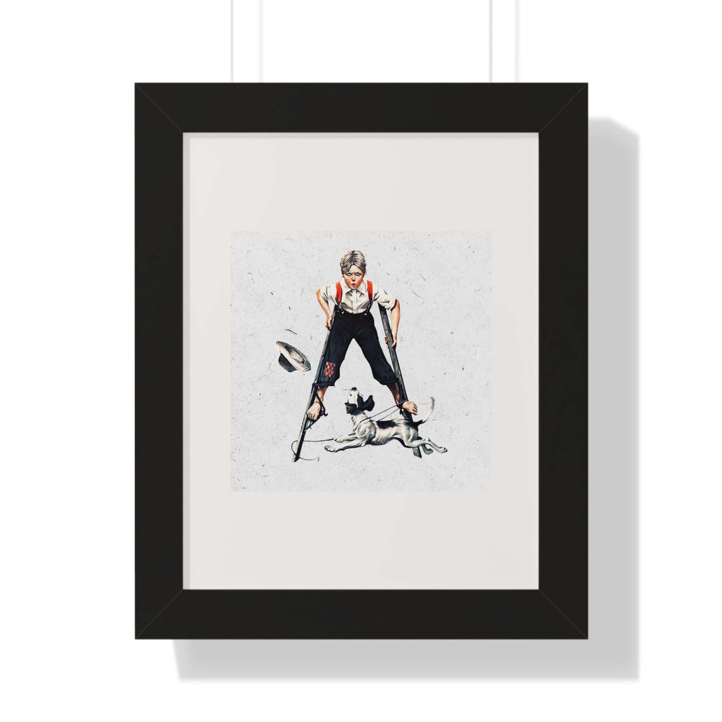 Boy on Stilts by Norman Rockwell: Framed Wall Art
