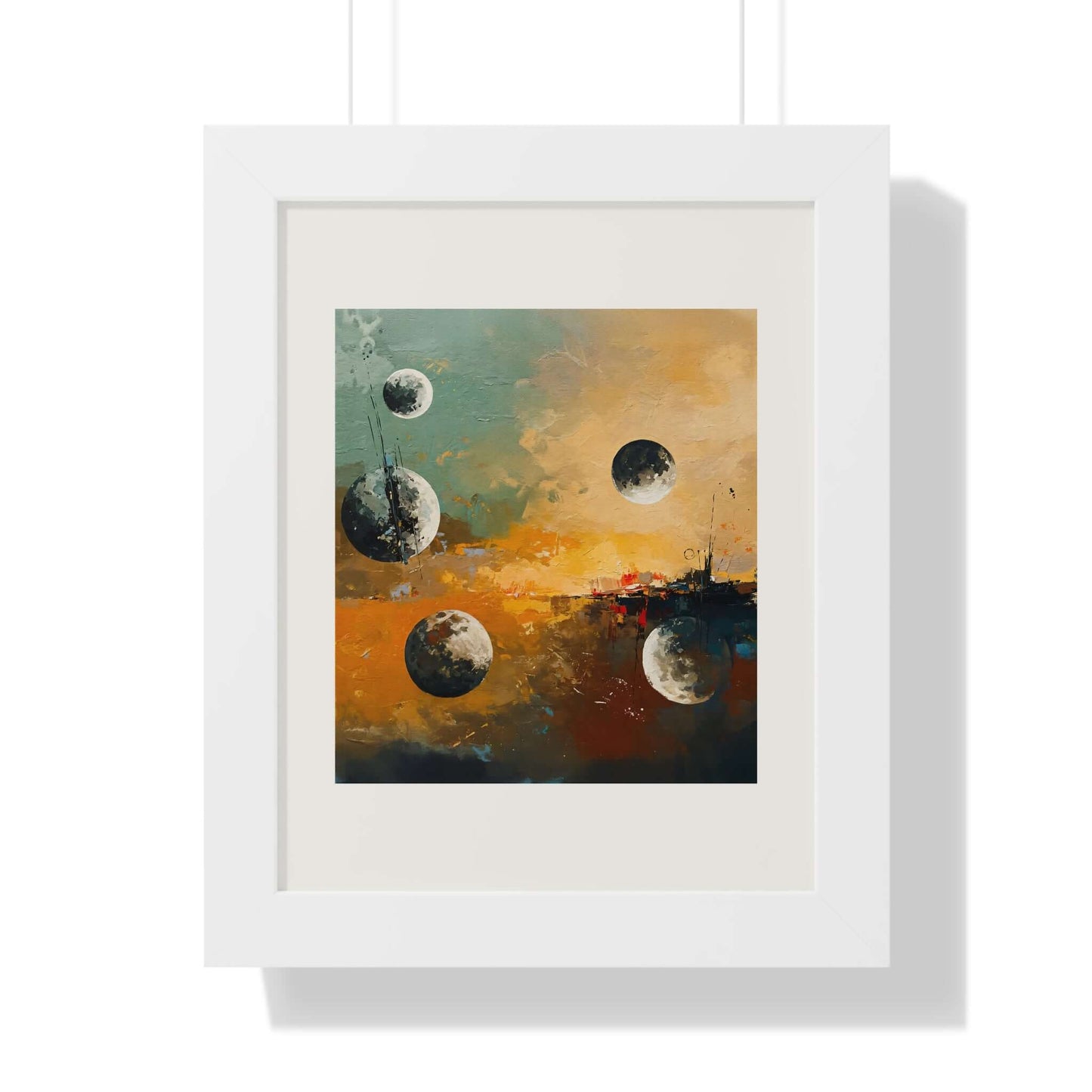 Lunar Gossip - AbEx - Framed Vertical Wall Art