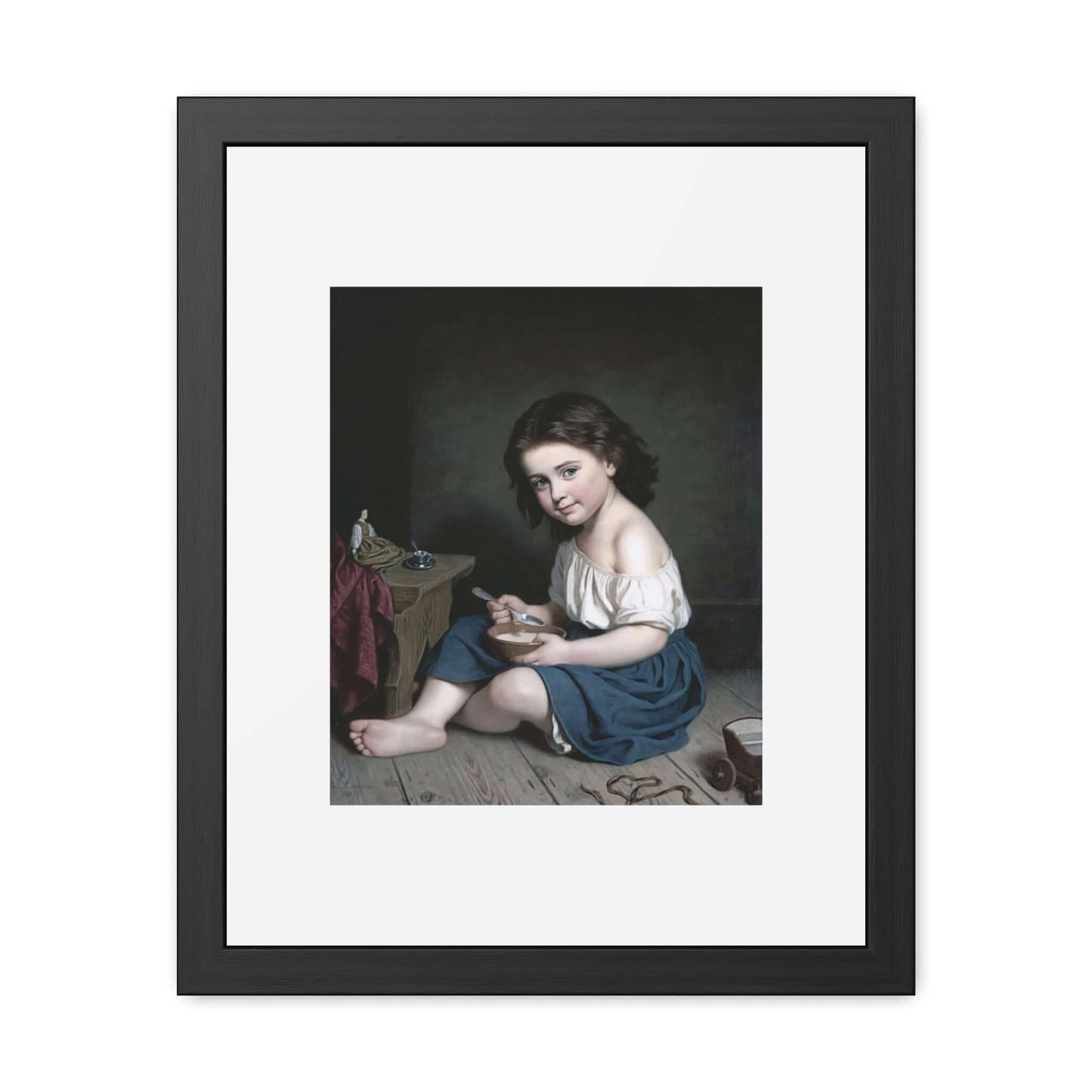 Frukosten (Breakfast) wall art by Amalia Lindegren featuring a young girl at breakfast, capturing 19th-century charm.