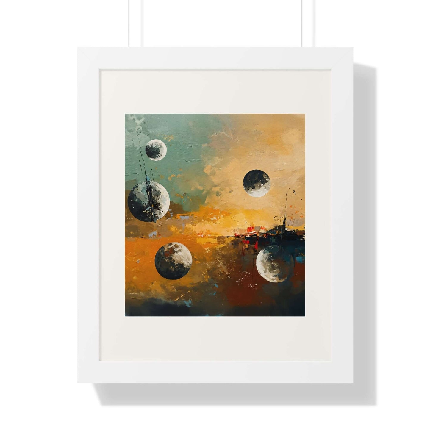 Lunar Gossip - AbEx - Framed Vertical Wall Art