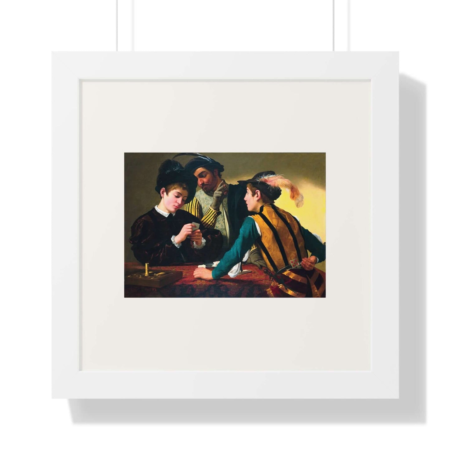 The Cardsharps by Caravaggio: A Renaissance wall art depicting a card game with themes of deception.