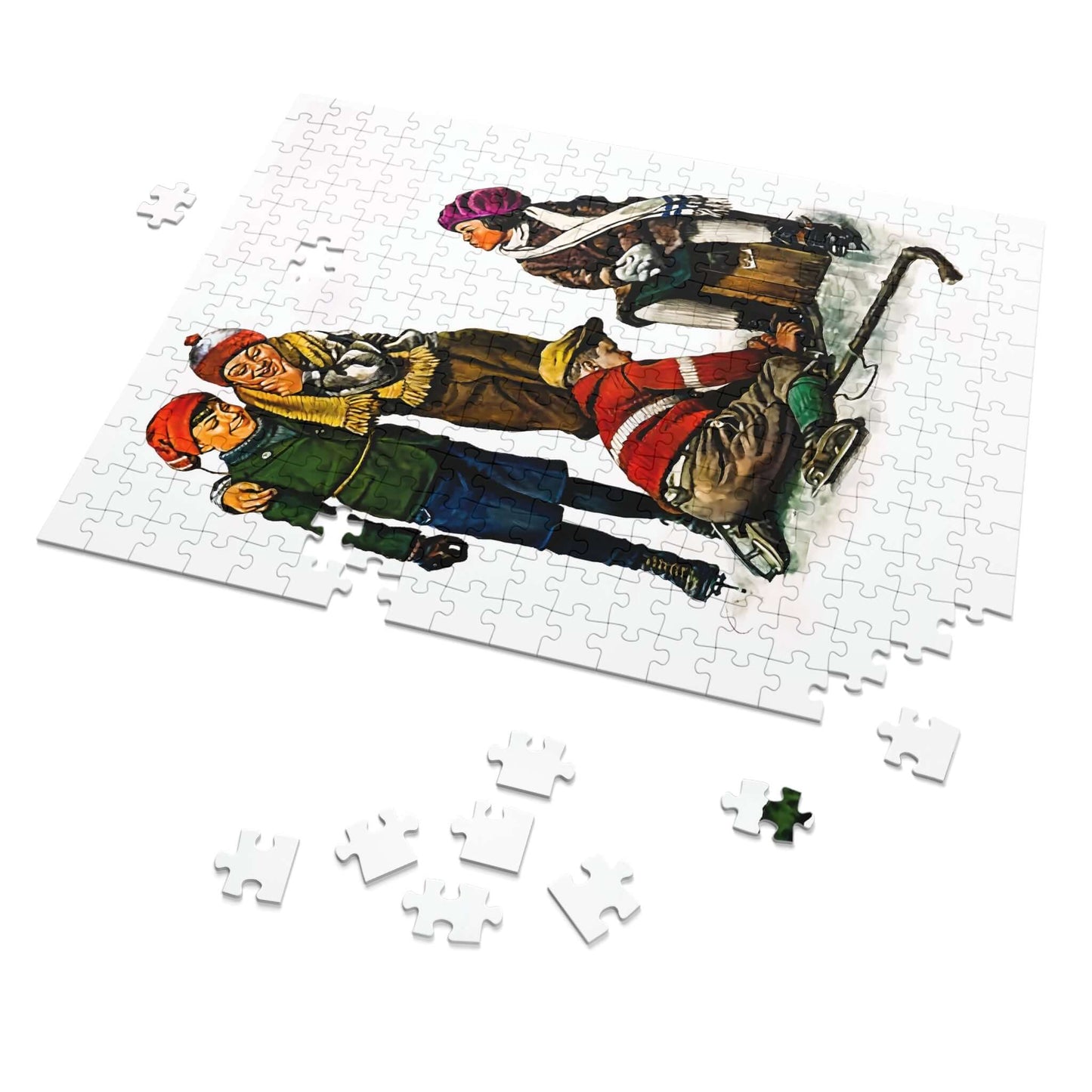 Hockey Waits, Tying Skates B - Jigsaw Puzzle