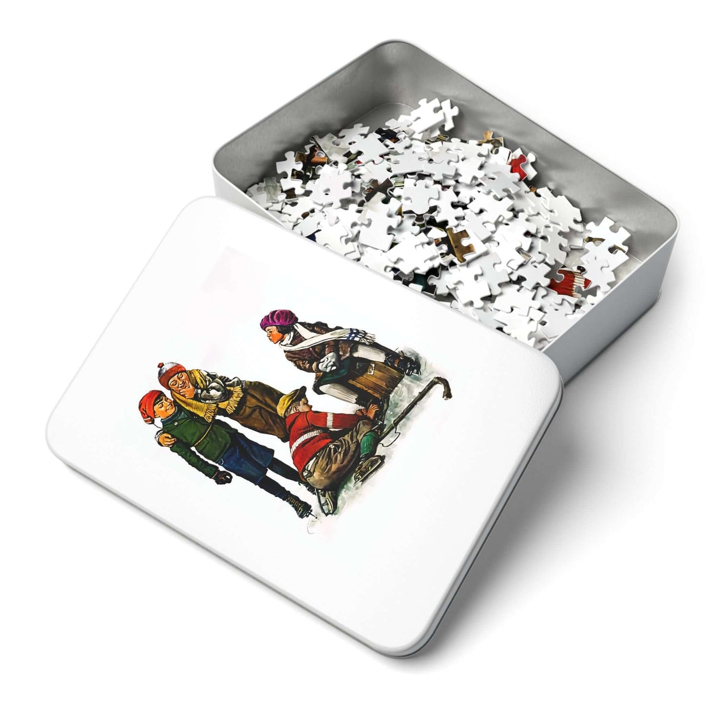 Hockey Waits, Tying Skates B - Jigsaw Puzzle